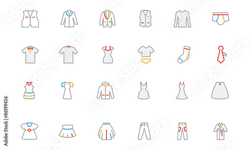 Clothes Colored Outline Vector Icons 2
