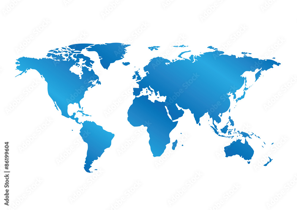 blue map of the world with gradient - vector