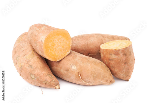 Pile of sweet potato plants isolated