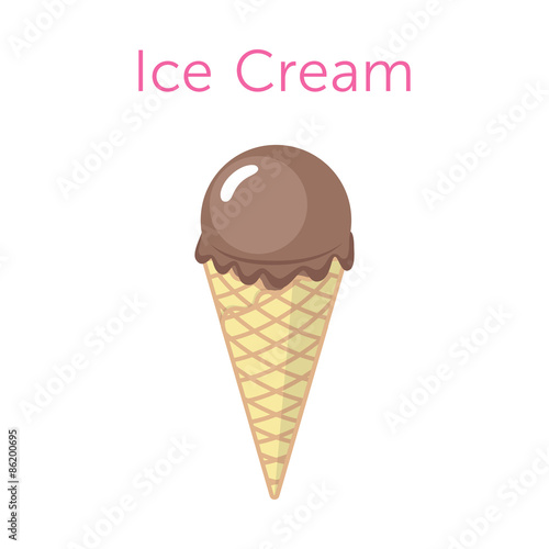 Ice Cream in a Waffle Cone Illustration