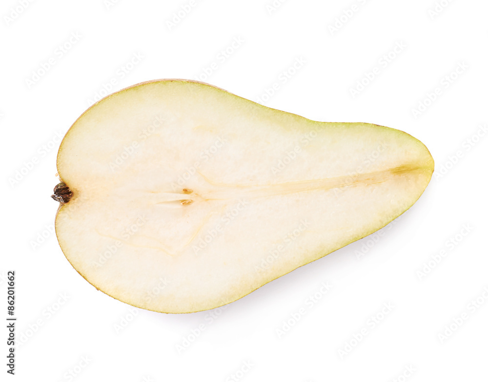 Green pear cut in half isolated Green pear cut in half isolated