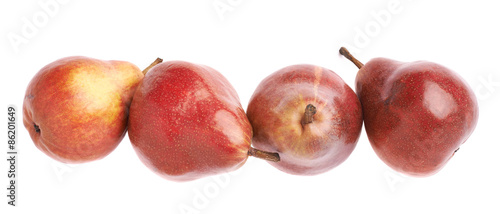 Four red pears composition isolated