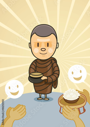 monk with bowl food