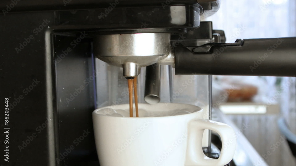 coffee machine Making Cappuccino in cup coffee machine Making Cappuccino in cup