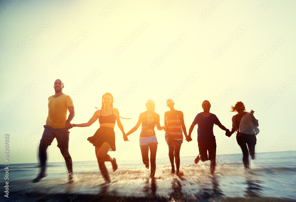 Naklejka premium Friendship Freedom Beach Summer Holiday Concept