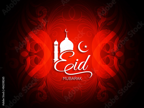 Religious red color Eid Mubarak background design.