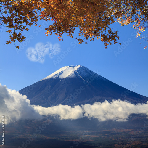 Image of sacred mountain of Fuji in the background at Japan