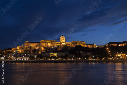 Buda Castle at night in Budapest  Hungary