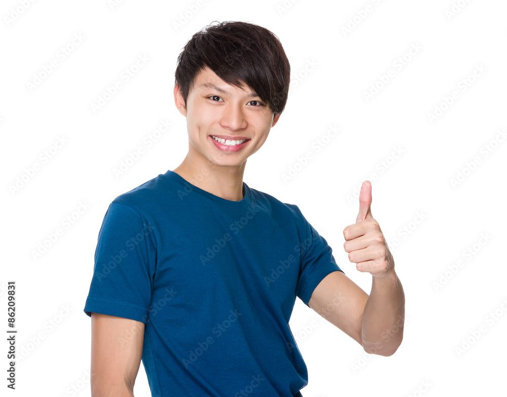 Asian man with thumb up gesture Asian man with thumb up gesture