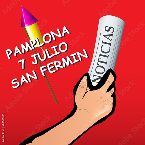 San Fermin background with a rocket vector