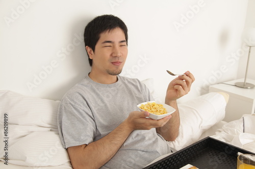 Man having a breakfast
