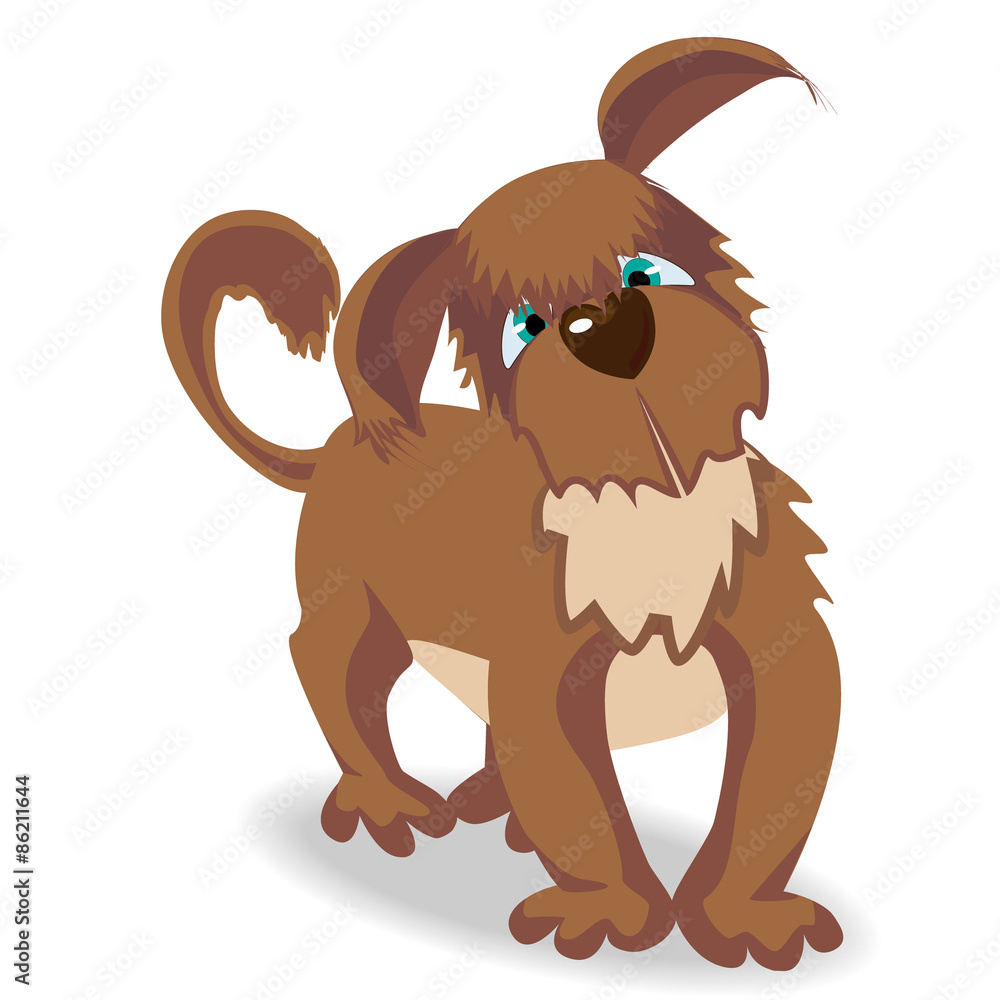 Cartoon brown dog with green eyes. Vector illustration Cartoon brown dog with green eyes. Vector illustration