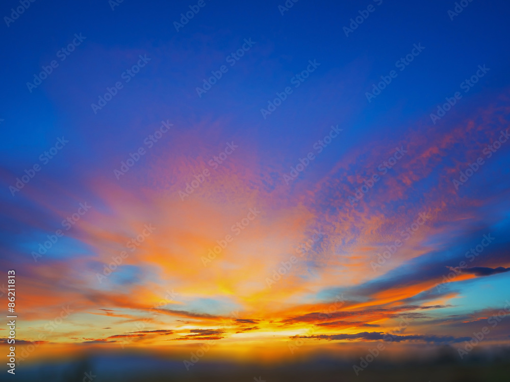 blur effect added on colorful sunset