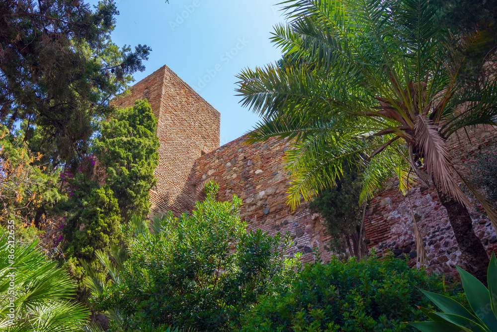 Courtyards and gardens of the famous Palace of the Alcazaba in M