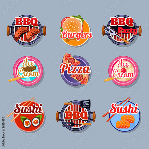 Set Stickers of Food