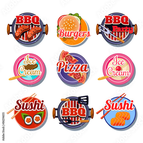 Set Stickers of Food