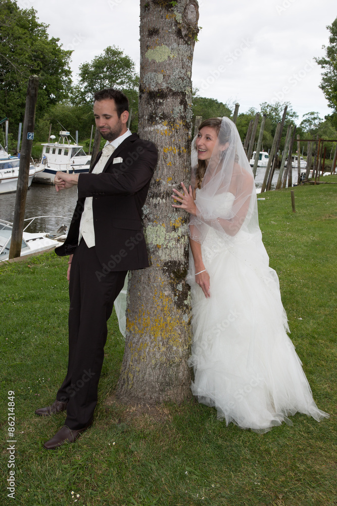 Lovely and young wedding couple happy to be together Lovely and young wedding couple happy to be together