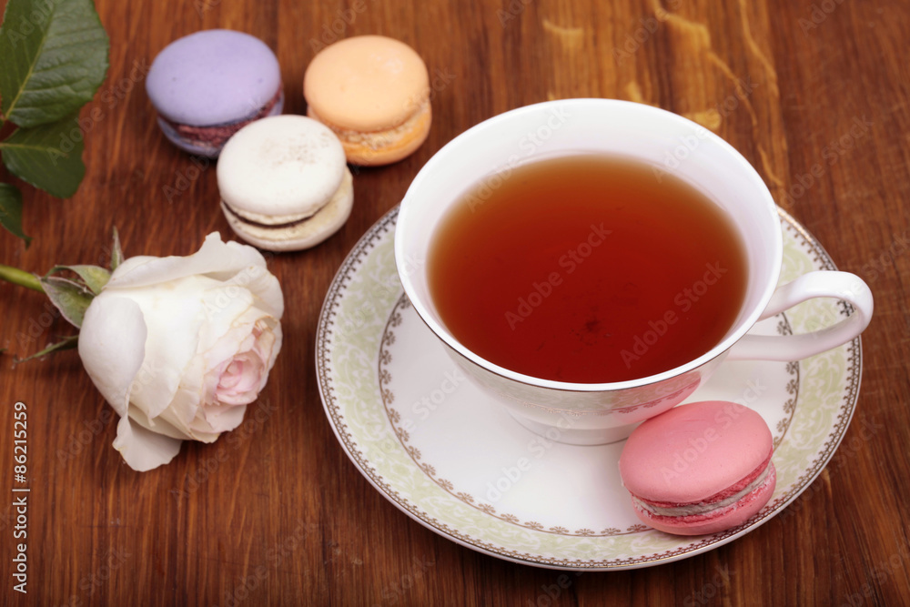 traditional french macrons with tea set traditional french macrons with tea set