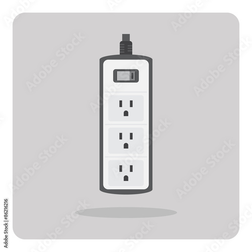 Vector of flat icon, electric power strip on isolated background
