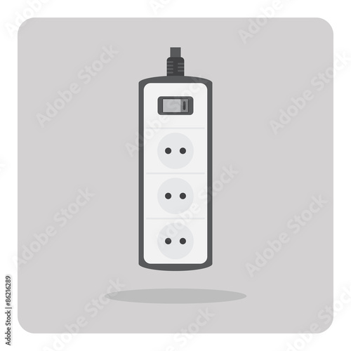 Vector of flat icon, electric power strip on isolated background