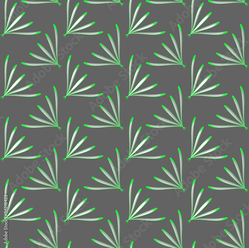 Geometrical ornament with green perforated dill leaves