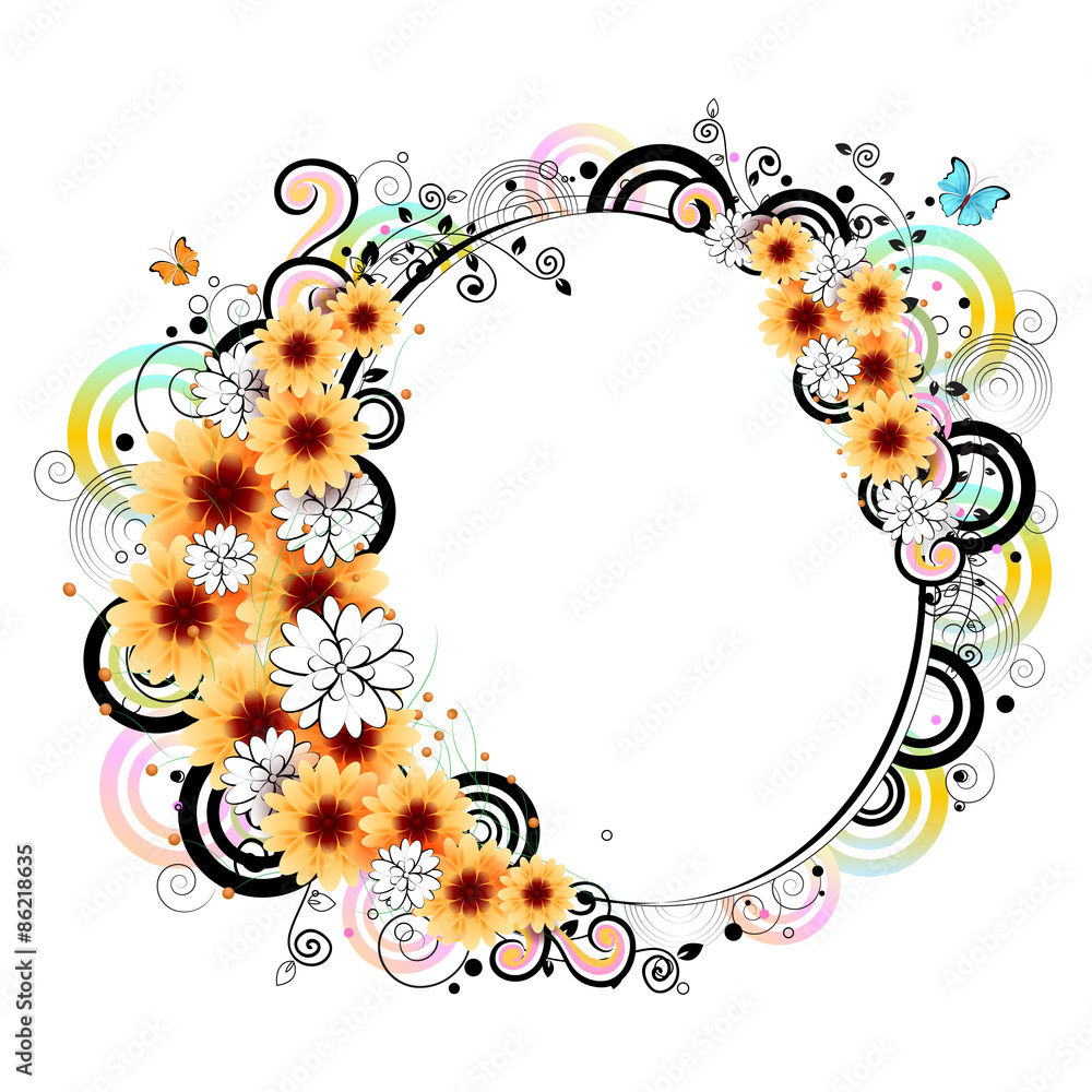 Colorful floral frame