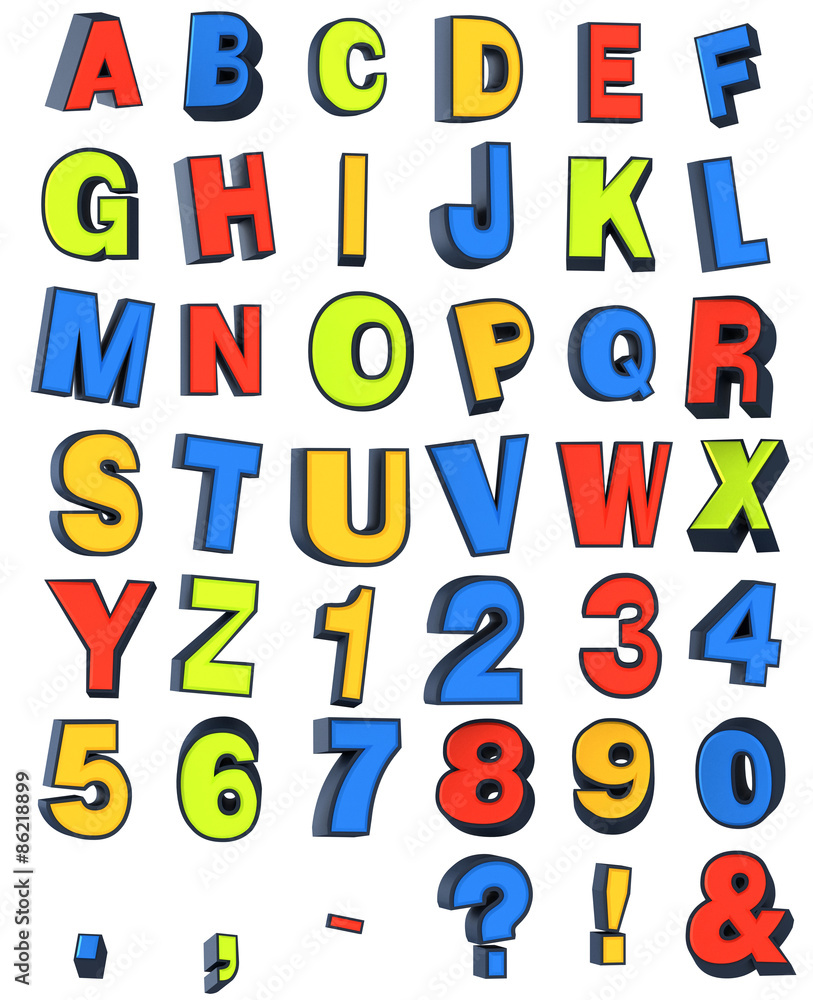 Multicolored 3D alphabet Multicolored 3D alphabet