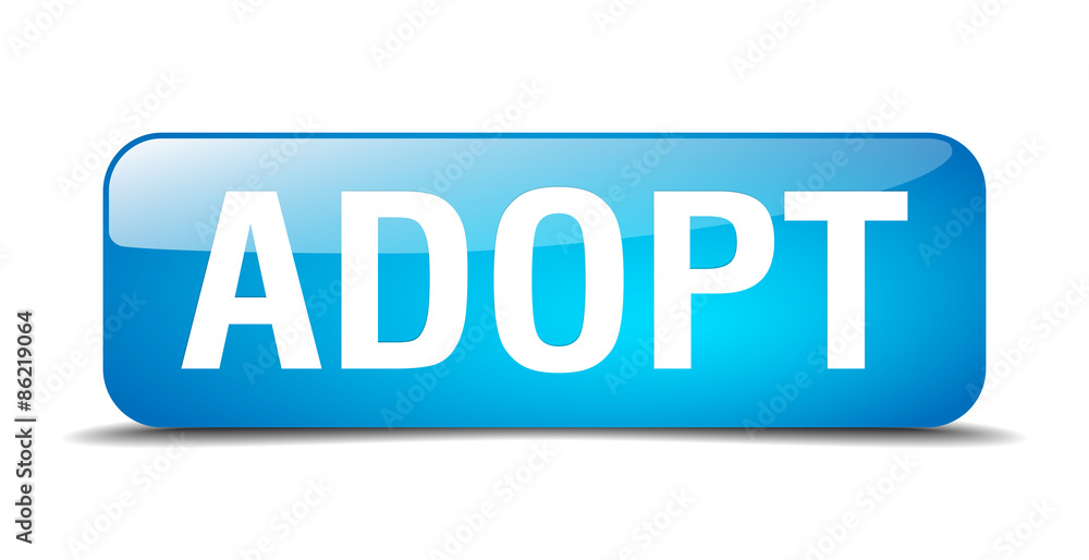 adopt blue square 3d realistic isolated web button adopt blue square 3d realistic isolated web button