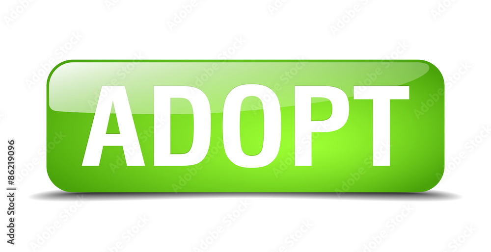 adopt green square 3d realistic isolated web button adopt green square 3d realistic isolated web button