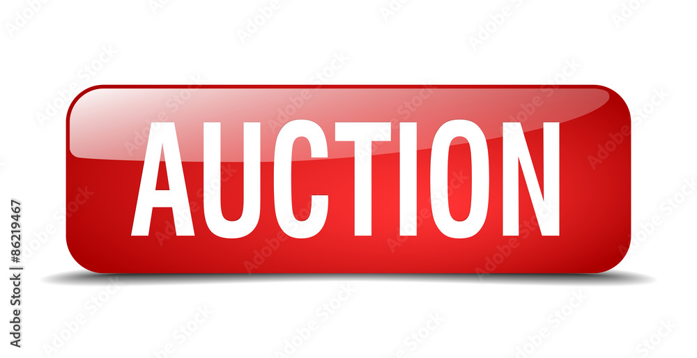 auction red square 3d realistic isolated web button auction red square 3d realistic isolated web button