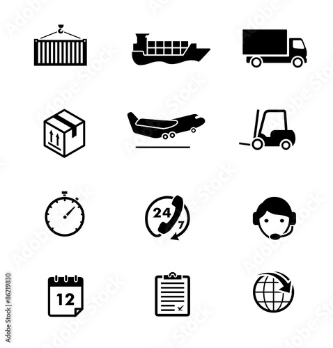 Set of logistic icons on white background. Web elements