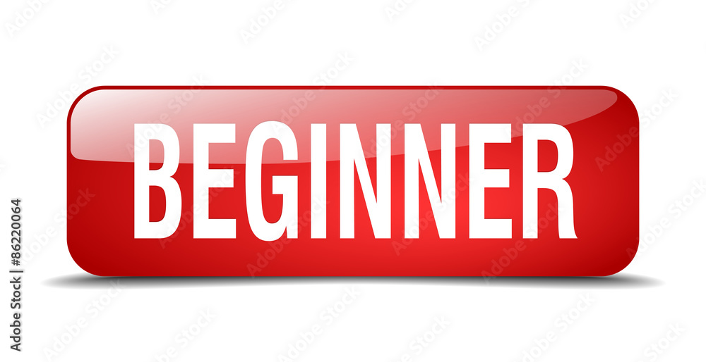 beginner red square 3d realistic isolated web button beginner red square 3d realistic isolated web button