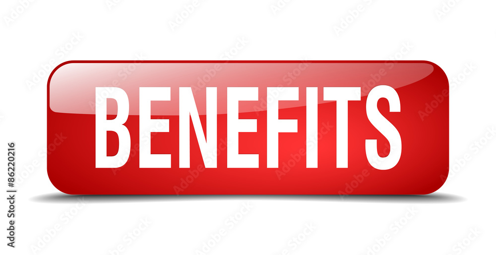 benefits red square 3d realistic isolated web button benefits red square 3d realistic isolated web button
