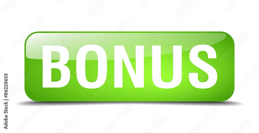 bonus green square 3d realistic isolated web button bonus green square 3d realistic isolated web button