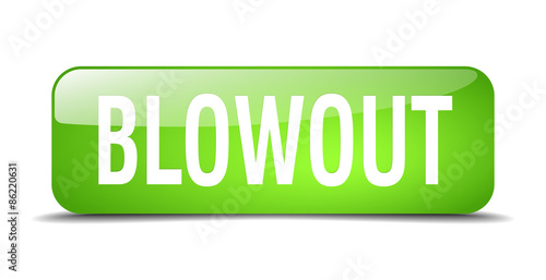 blowout green square 3d realistic isolated web button