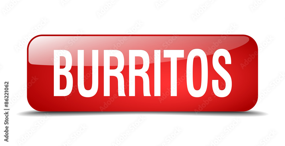 burritos red square 3d realistic isolated web button burritos red square 3d realistic isolated web button