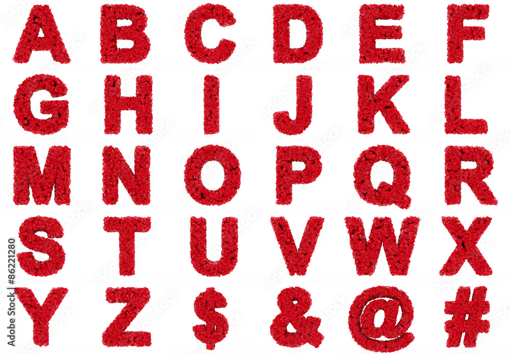 Alphabet the red of letters consisting of the cubes