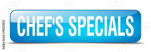 chef's specials blue square 3d realistic isolated web button