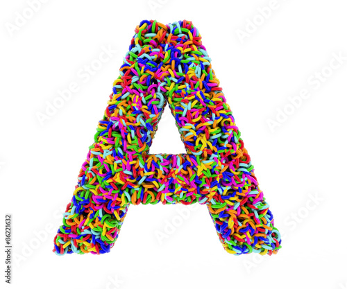 letter A composed of multi-colored rings