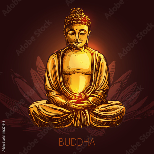 Buddha On Lotus Flower Illustration