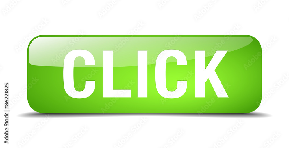 click green square 3d realistic isolated web button click green square 3d realistic isolated web button