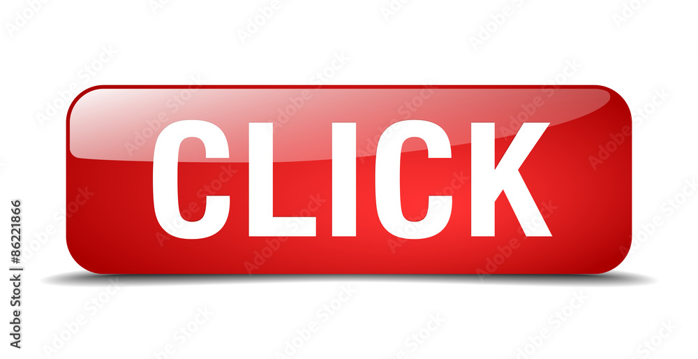 click red square 3d realistic isolated web button click red square 3d realistic isolated web button
