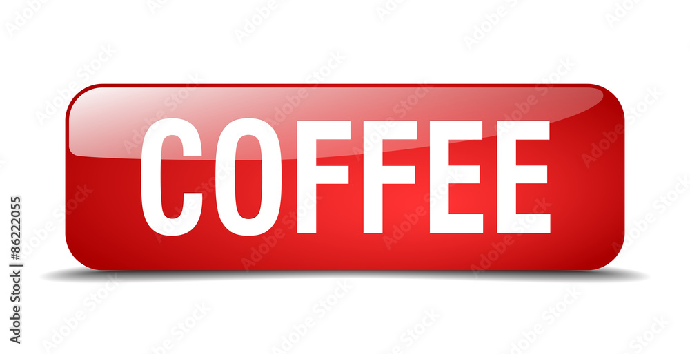 coffee red square 3d realistic isolated web button coffee red square 3d realistic isolated web button