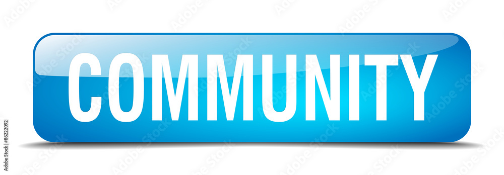 community blue square 3d realistic isolated web button community blue square 3d realistic isolated web button