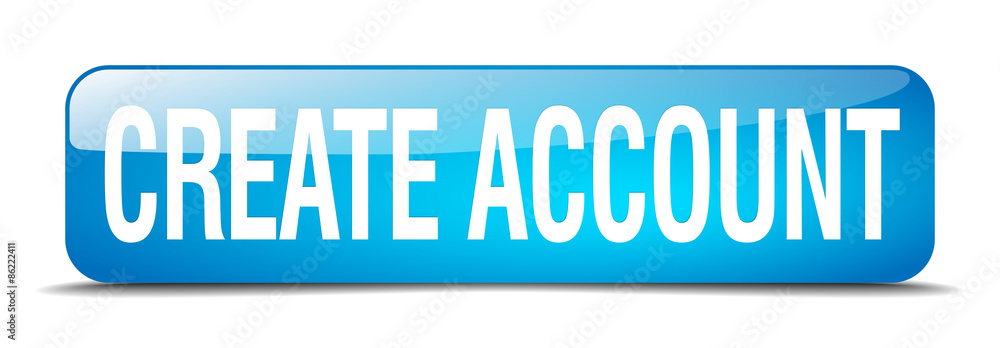 create account blue square 3d realistic isolated web button create account blue square 3d realistic isolated web button