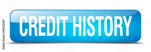 credit history blue square 3d realistic isolated web button