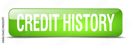 credit history green square 3d realistic isolated web button