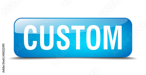custom blue square 3d realistic isolated web button