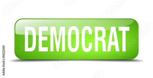 democrat green square 3d realistic isolated web button