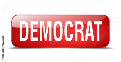 democrat red square 3d realistic isolated web button